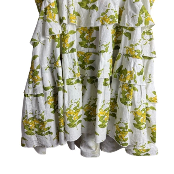 Cousin The Label Women’s Medium Floral Babydoll Dress Tiered Ruffled Linen Blend - Picture 9 of 10